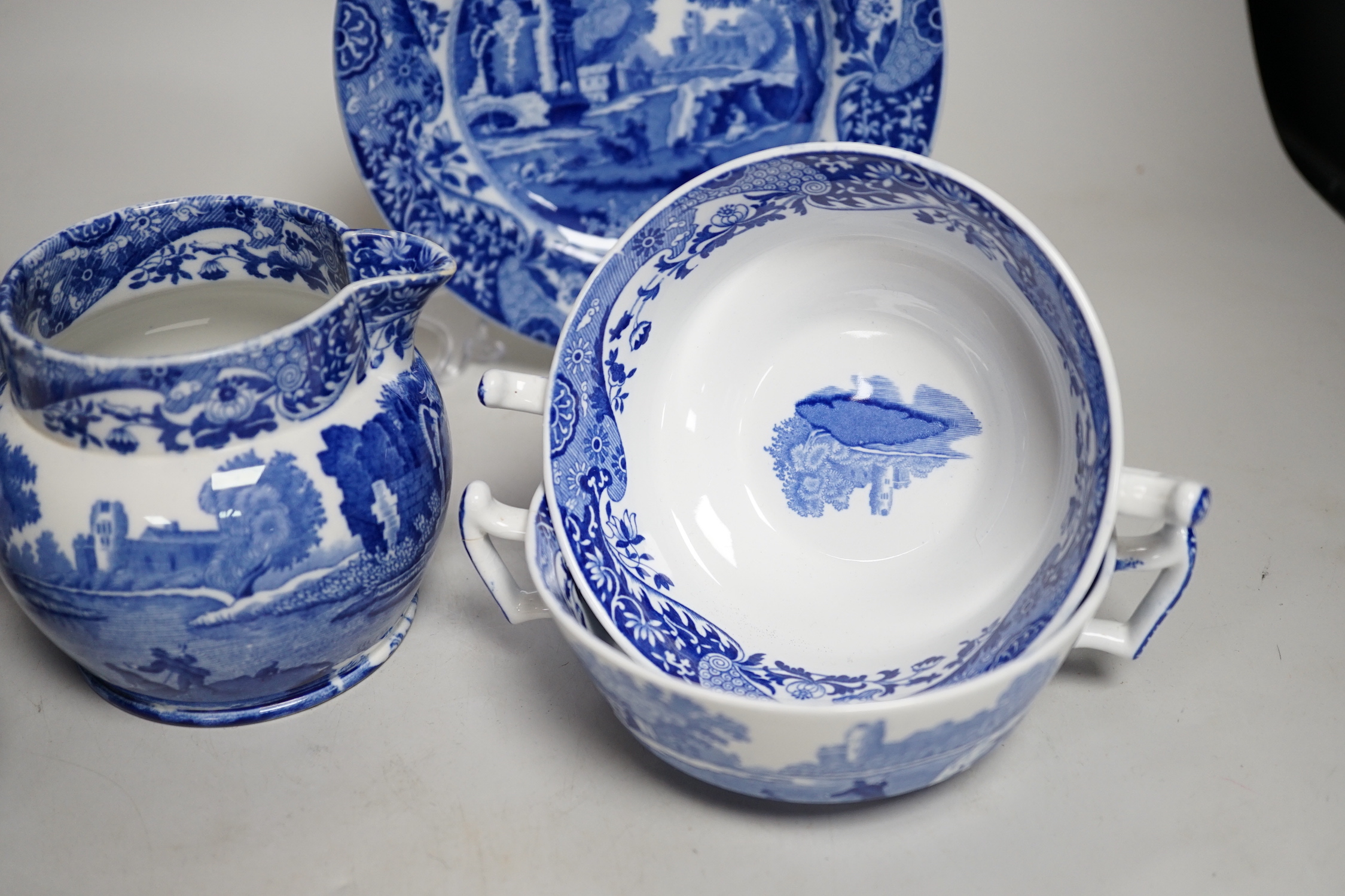 A large collection of Copeland Spode’s Italian, dinner, tea and coffee service, mostly blue stamped on base